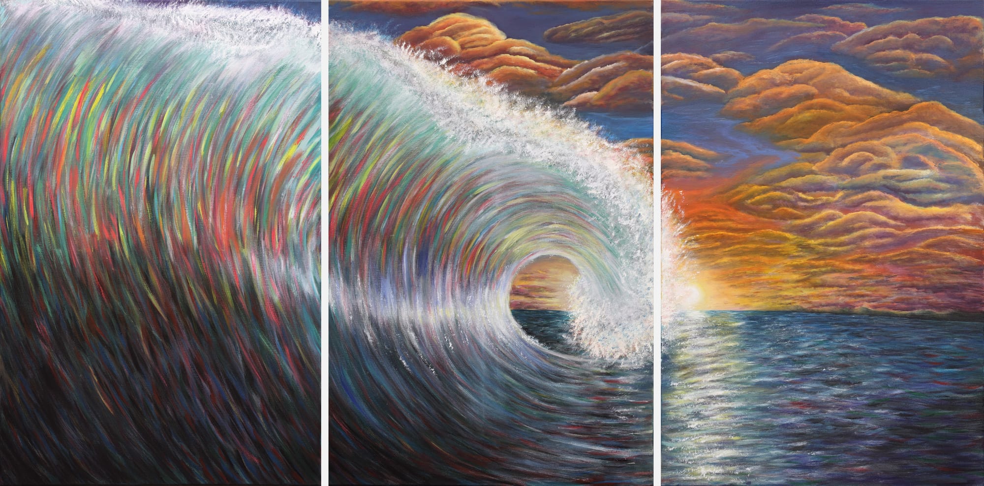 Rainbow at Sea (triptych) by Justin Mitchell