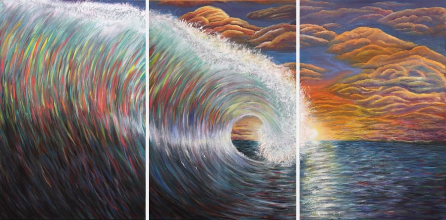 Rainbow at Sea (triptych) by Justin Mitchell
